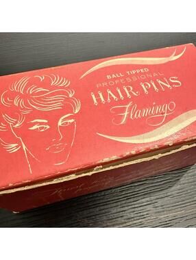 Vintage Flamingo Ball Tipped Hair Pins 1 lb Box Crimped Black 2" Mid Century